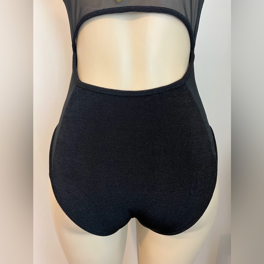 Boohoo Petite Sheer Deep Neck Bodysuit - Picture 6 of 12